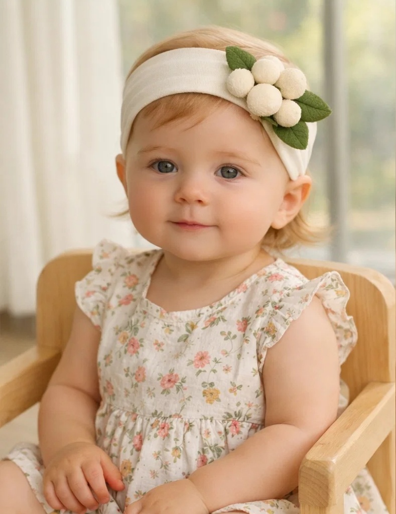 Niedliches Stirnband für Babys mit weißen Beeren – Naturdesign für B2B-Händler