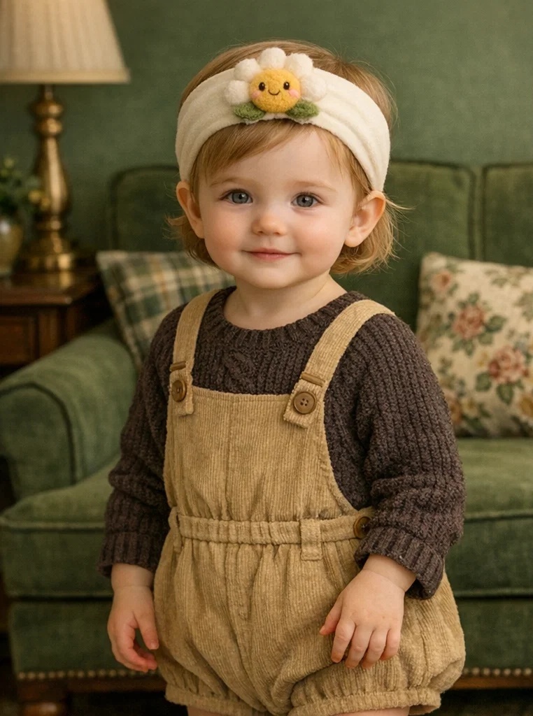 Diadema para bebé con flor blanca de felpa – producto estrella para mayoristas y boutiques infantiles