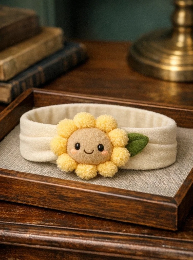 Bandeau bébé avec fleur jaune en peluche – un article gagnant pour grossistes et boutiques cadeaux