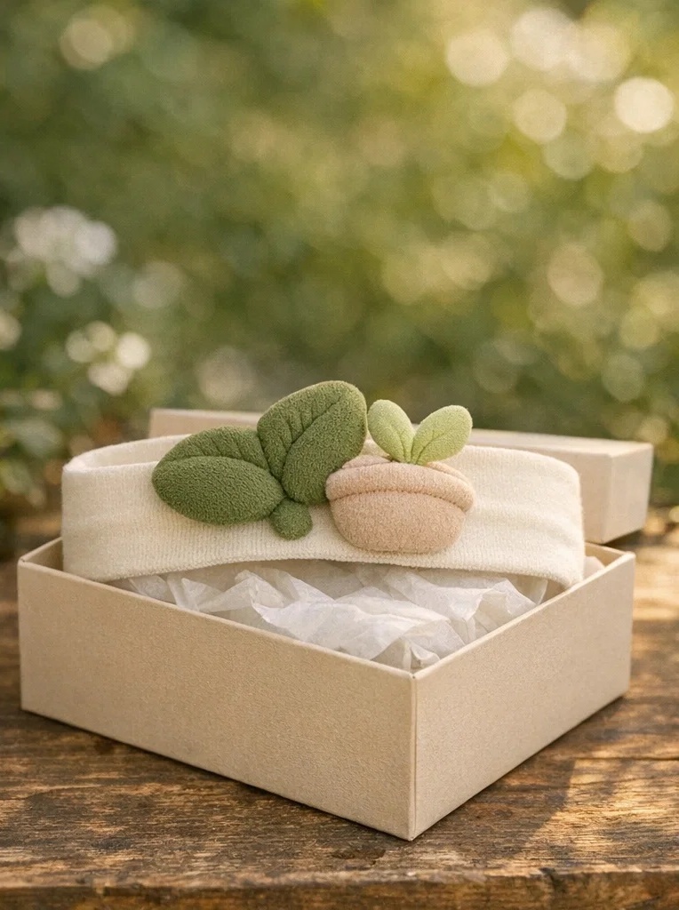 Botanical Leaf & Sprout Baby Headband OEM – Custom Infant Plush Hairband for Boutique Brands