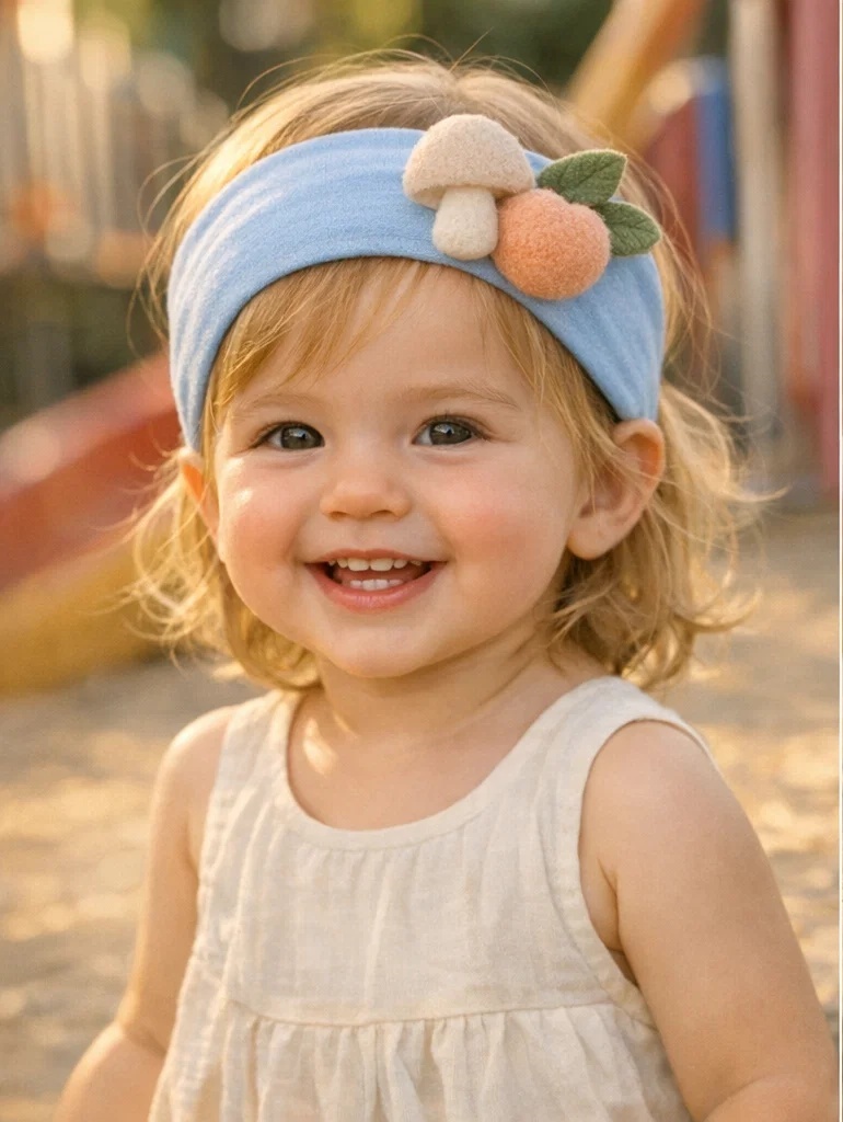 Cute Mushroom & Peach Baby Headband – Soft, Eco-Friendly, and Ideal for Boutique Retailers
