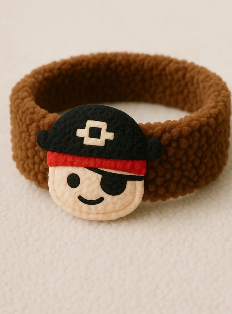 Pirate Theme Baby Headband – Soft Brown Plush