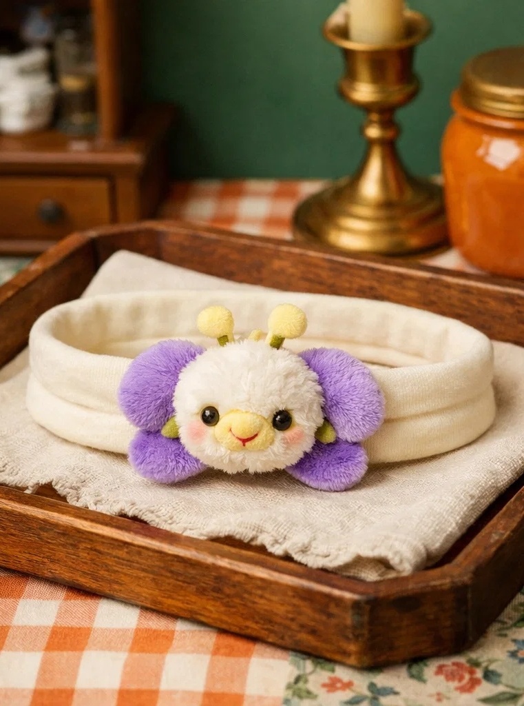 Fluffy Plush Baby Headband with Sweet Bunny and Flower Design - Comfortable and Stylish