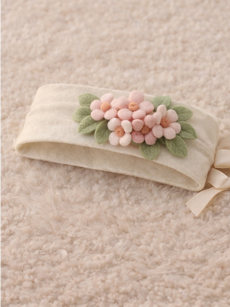 Blush Pink Floral Felt Baby Headband – Vintage Inspired Baby Shower Accessory