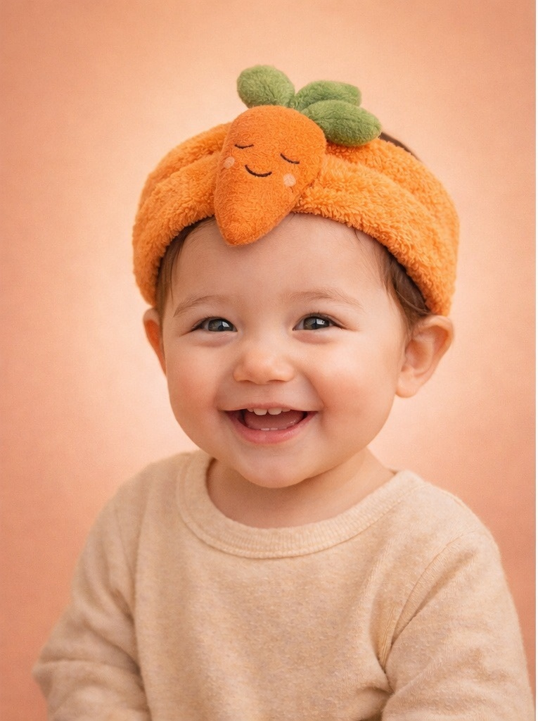 Faixa de cabelo infantil de pelúcia com cenoura – destaque criativo para lojas infantis