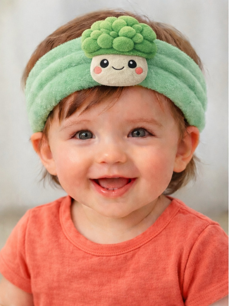 Faixa de cabelo para bebê com boneco de pelúcia