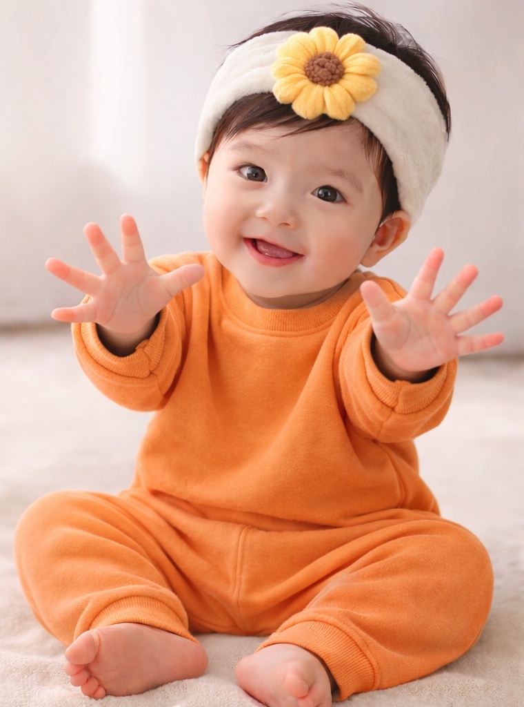 Cute Green Baby Headband with Smiling Face – Plush and Comfortable for Babies