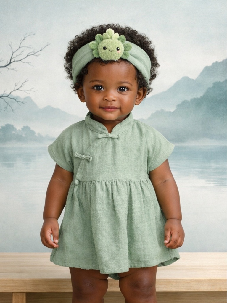 Fresh Green Cactus Baby Headband - Natural and Cute Look
