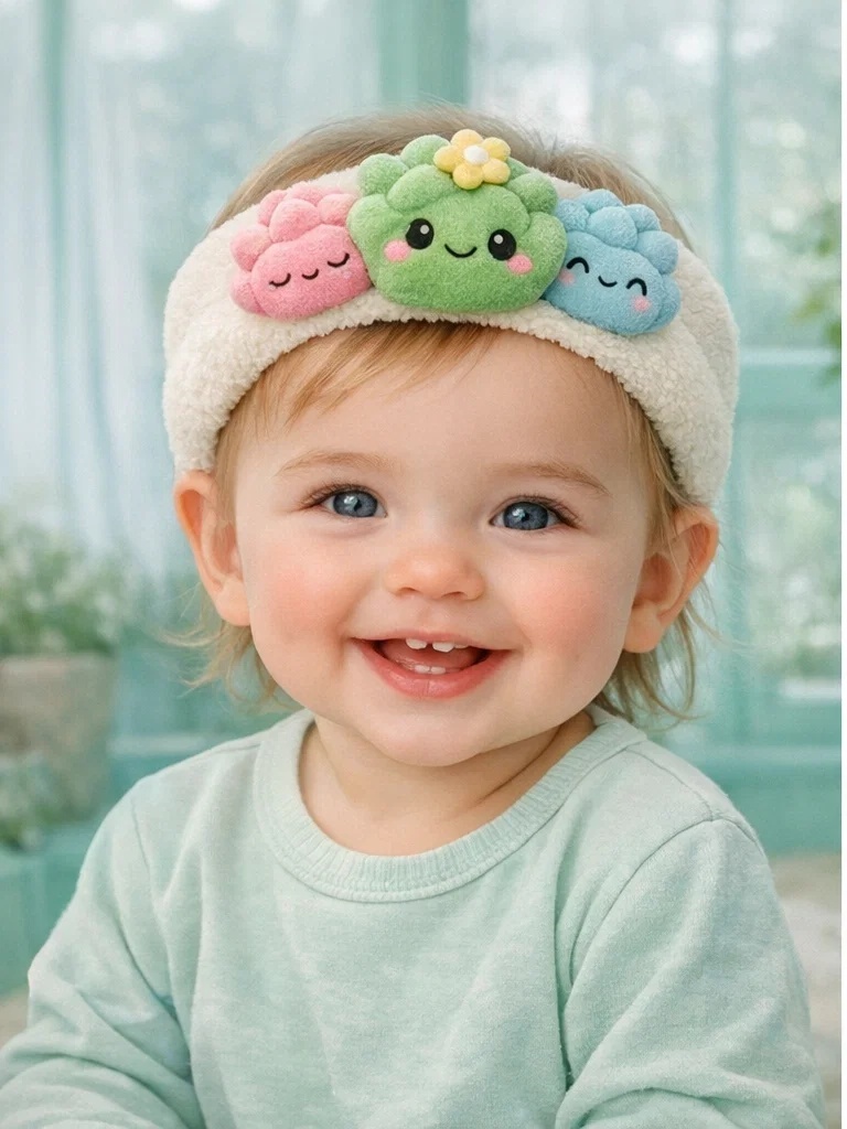 Cartoon Succulent Flower Baby Headband – Soft Plush Hairband for Wholesale Baby Shops