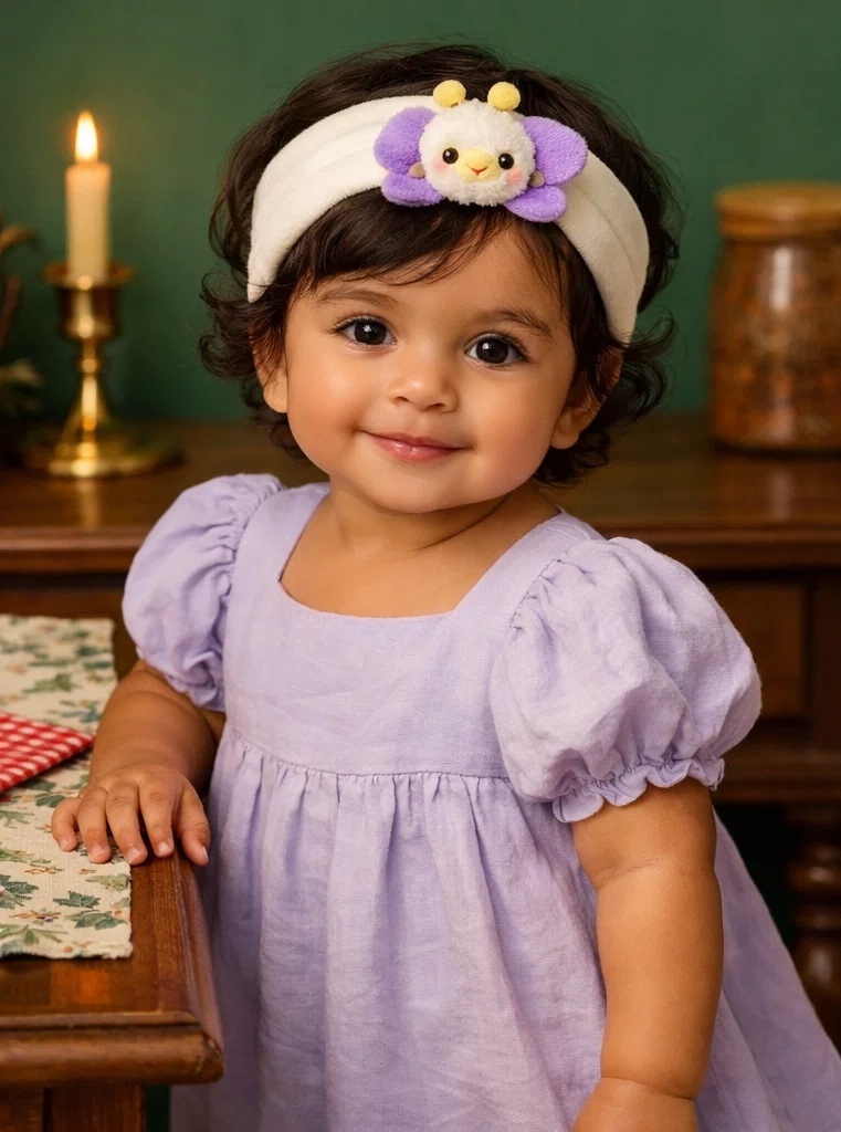 Fluffy Plush Baby Headband with Sweet Bunny and Flower Design - Comfortable and Stylish