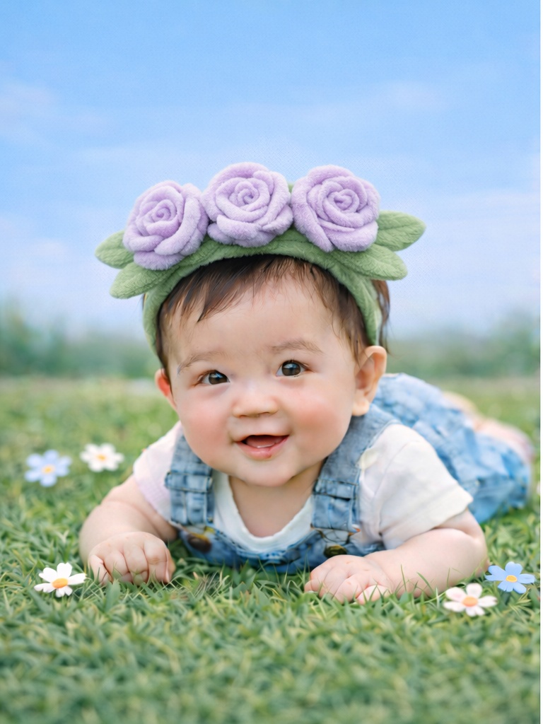 Diadema Floral Suave para Bebé con Rosas de Felpa - Accesorio de Moda para Niña