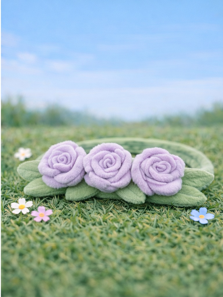 Diadema Floral Suave para Bebé con Rosas de Felpa - Accesorio de Moda para Niña