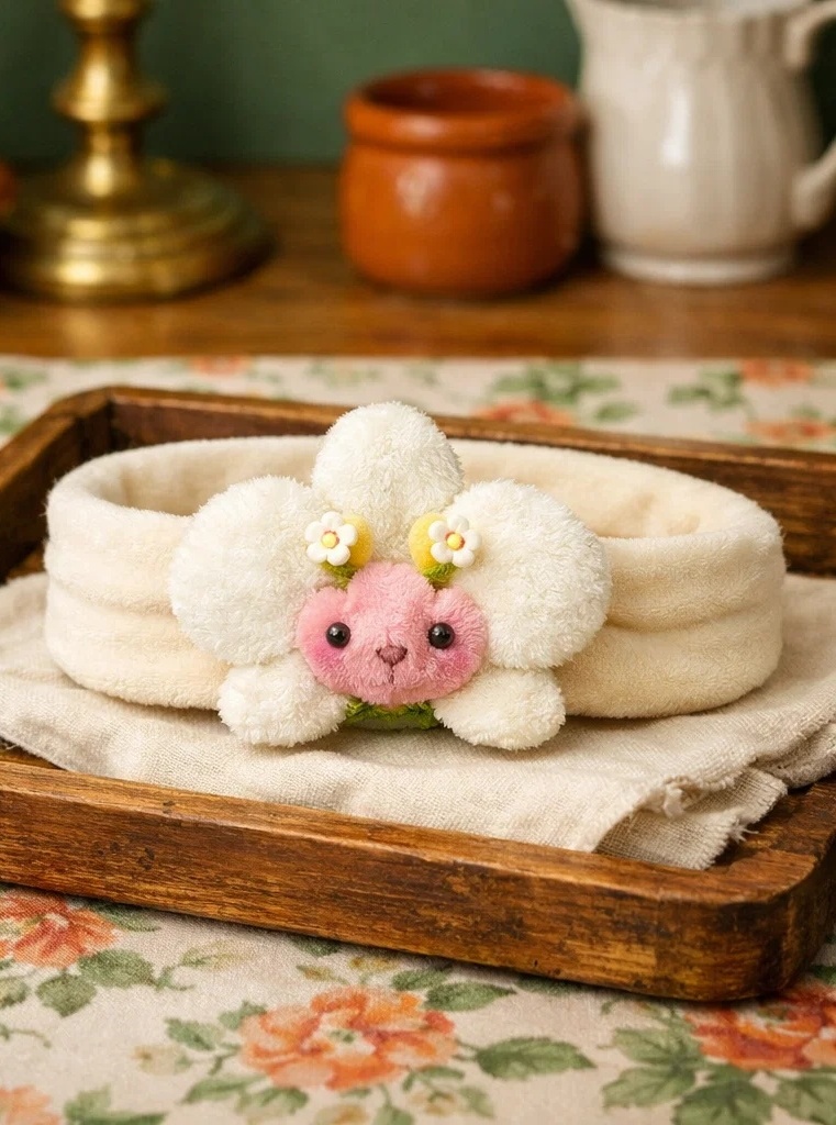 Delicate Baby Headband with Plush Flowers - Soft and Safe for Newborns