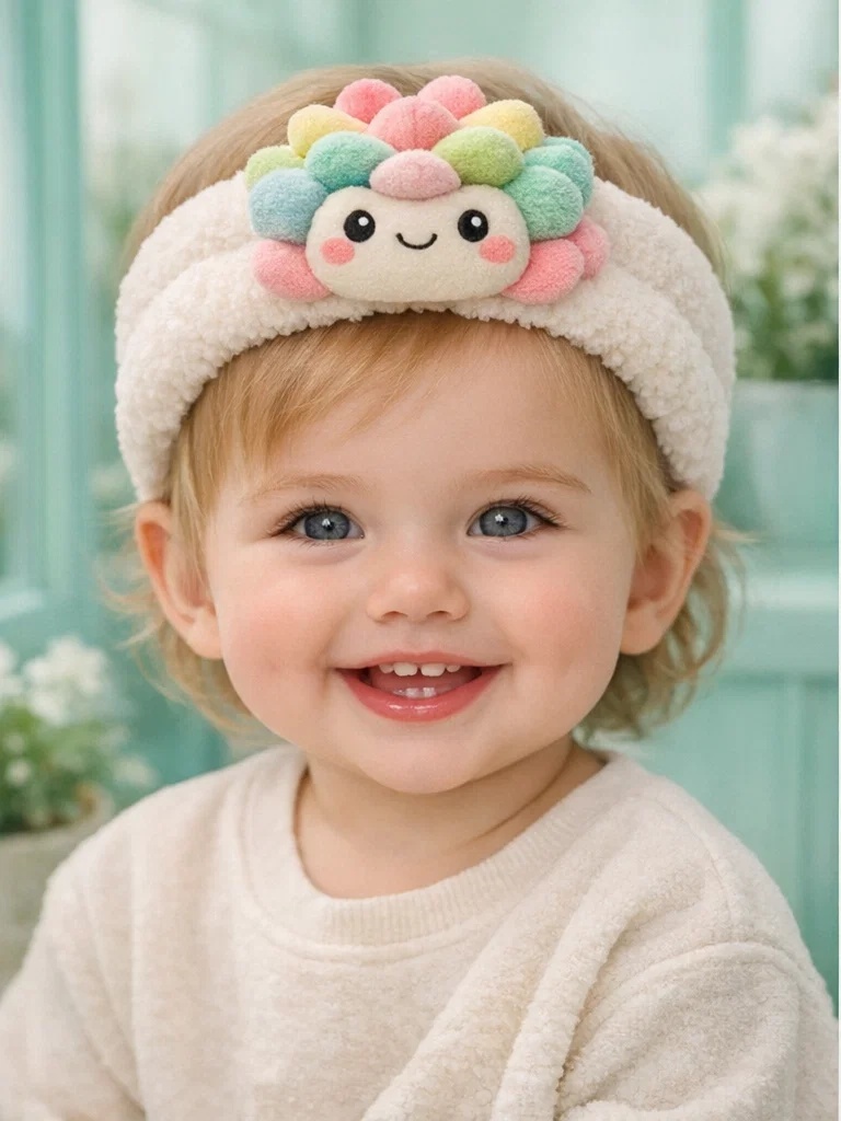 Colorful Flower Plush Baby Headband – Cute Boutique Baby Hair Accessory