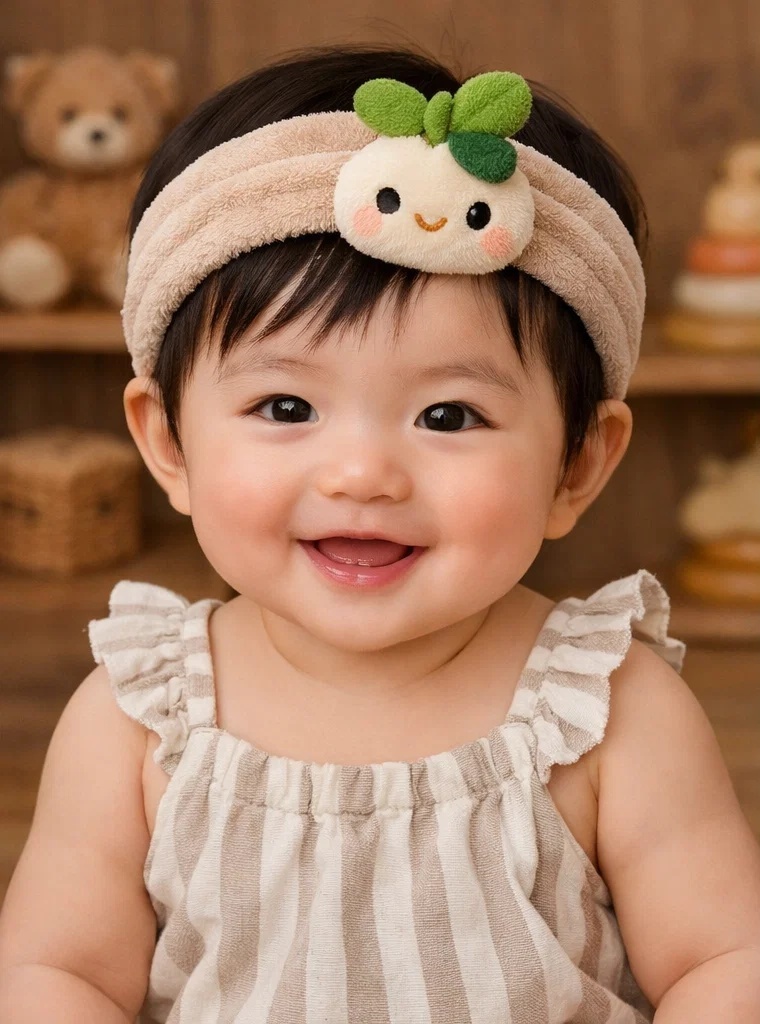 Spring Tulip Baby Headband with Flowers – Soft and Adjustable for Newborns