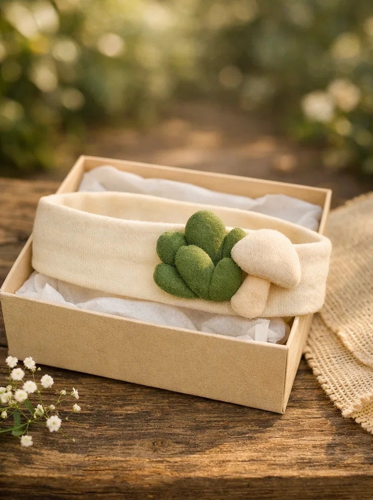Forest Succulent & Mushroom Baby Headband OEM – Soft Plush Infant Hairband for Bulk Orders