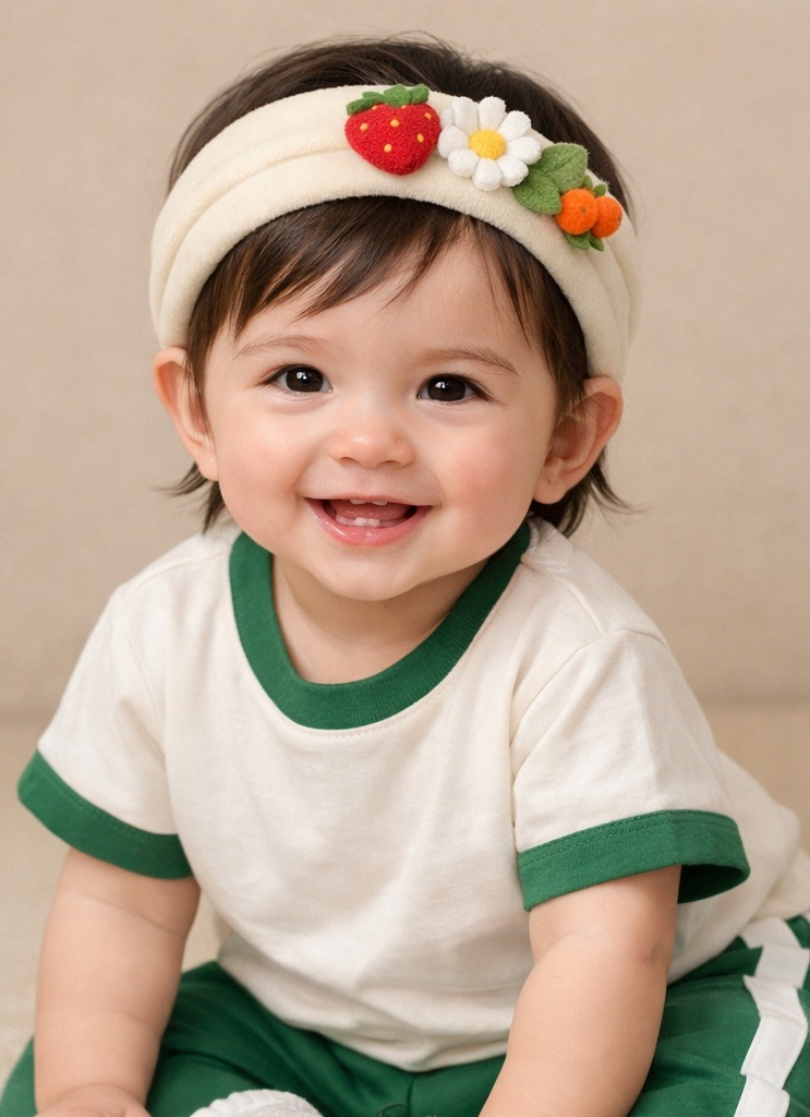 Faixas de cabeça para bebês com bonecos de frutas – Perfeitas para lojas infantis e fotos temáticas