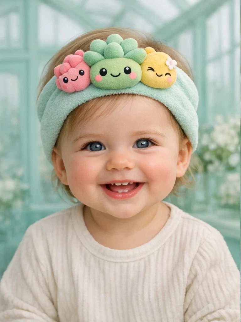 Cute Succulent Cartoon Baby Headband – Adorable Baby Hairband for Baby Boutique Collections