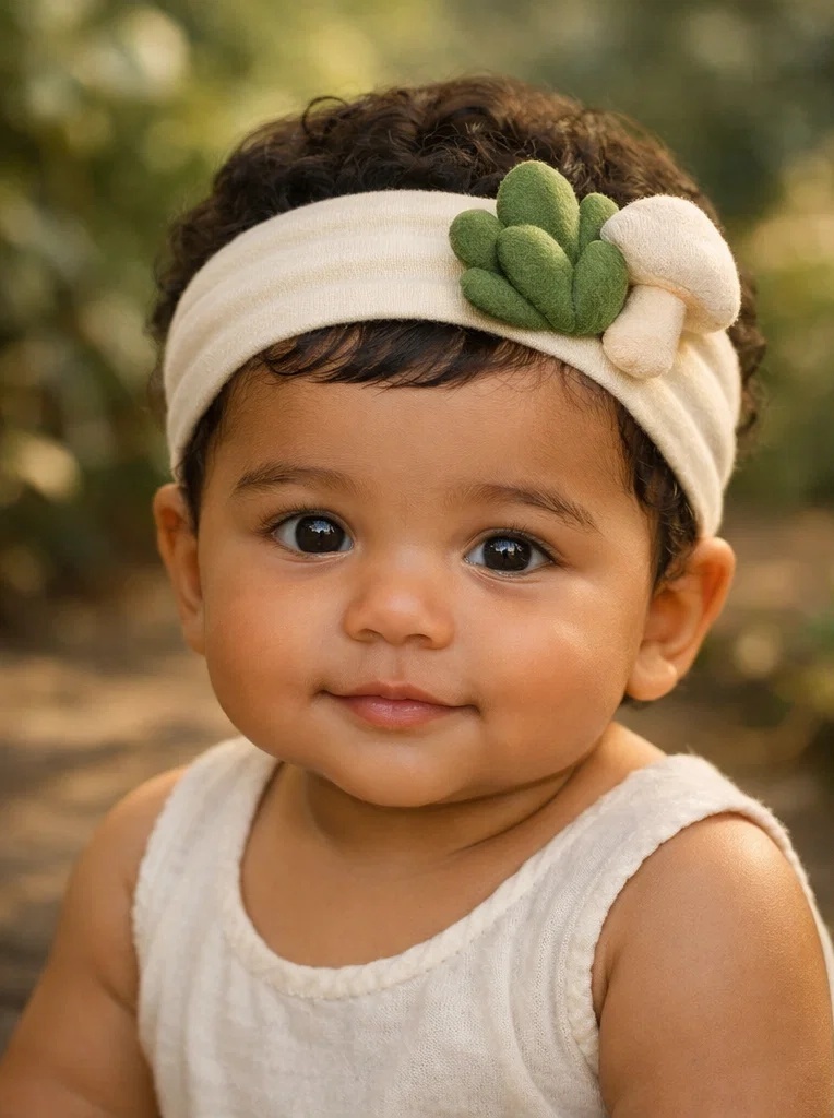 Forest Succulent & Mushroom Baby Headband OEM – Soft Plush Infant Hairband for Bulk Orders