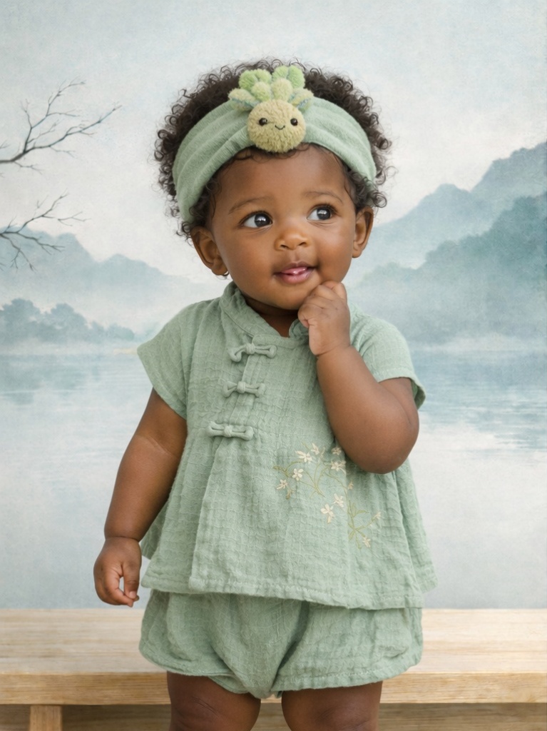 Adorable Green Root Baby Headband - Soft and Gentle Design