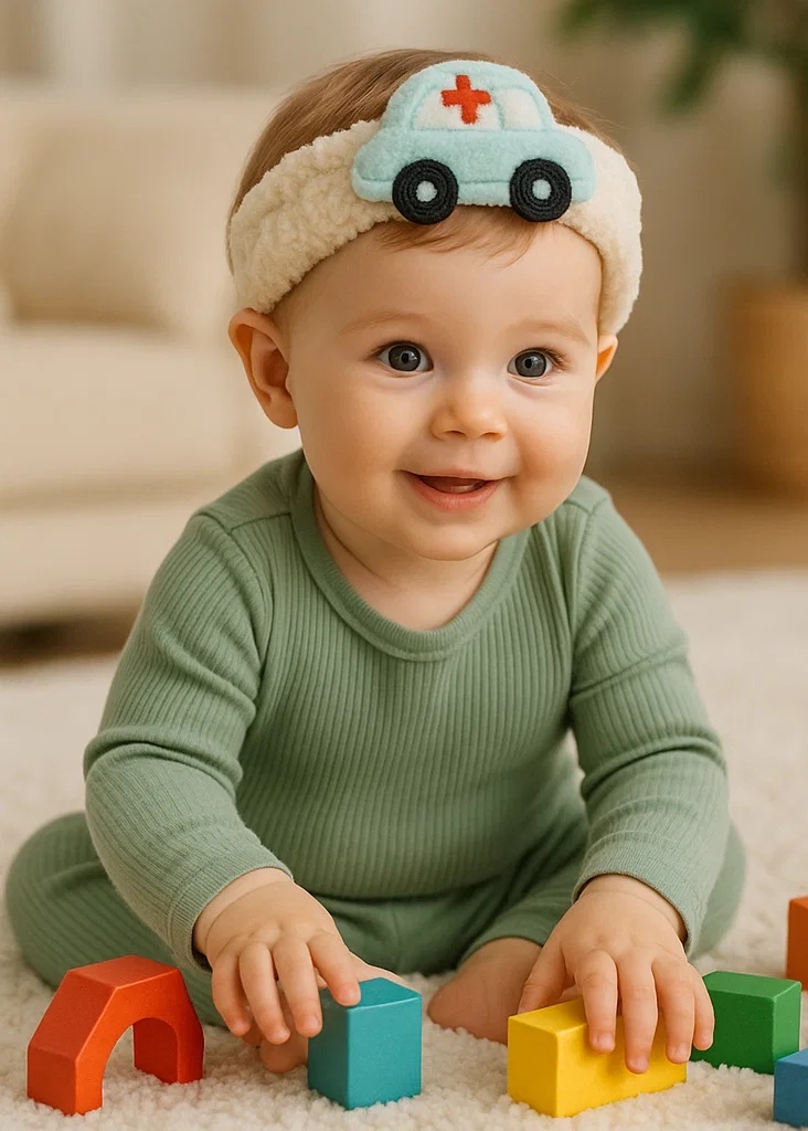 Ambulance Cartoon Baby Headband – Soft Fleece Accessory