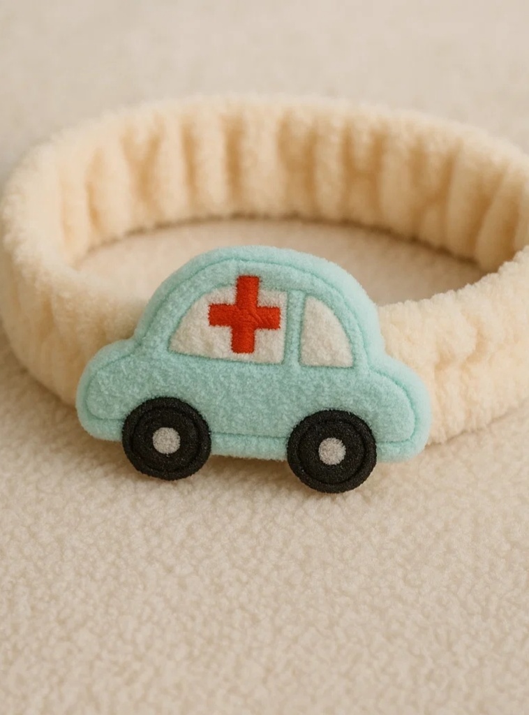 Ambulance Cartoon Baby Headband – Soft Fleece Accessory