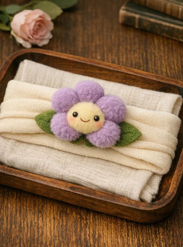 Charming Baby Headband with Soft Plush Flower Design - Comfortable for Daily Wear