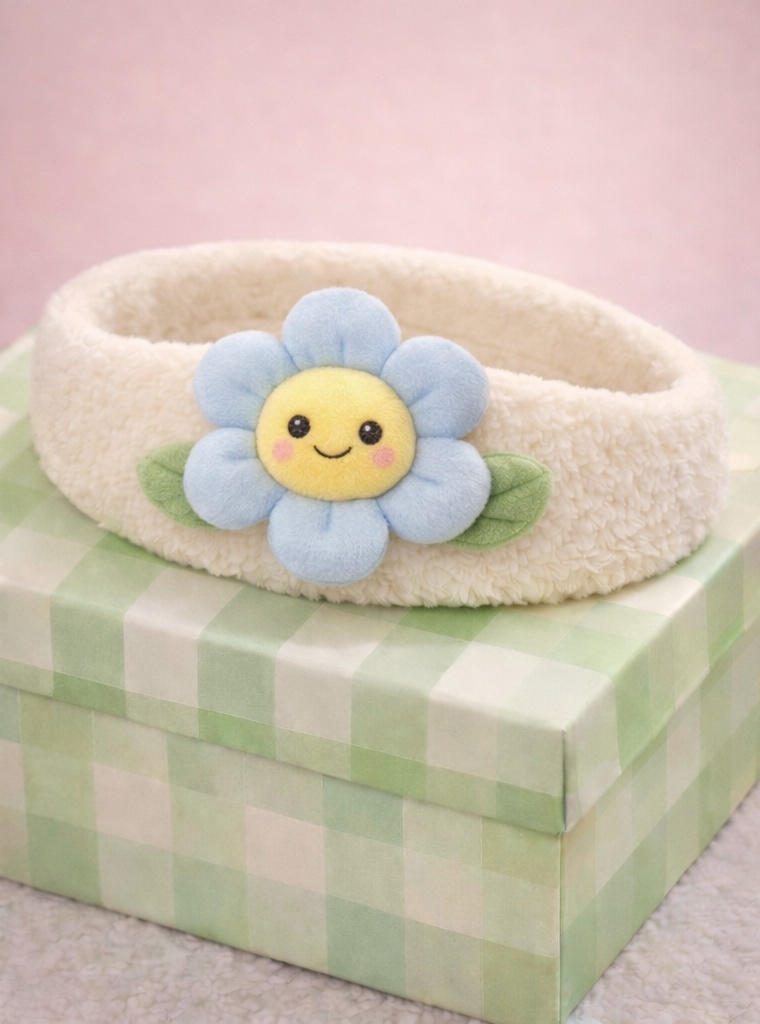 Cute Baby Headband with Peach and Green Plush Features – Ideal for Newborns