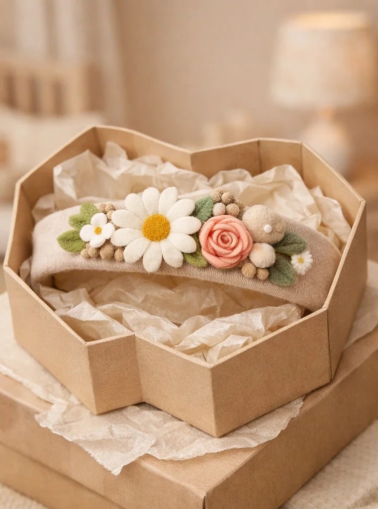 Cute Baby Headband with Blue Smiling Flower – Adjustable for Comfort