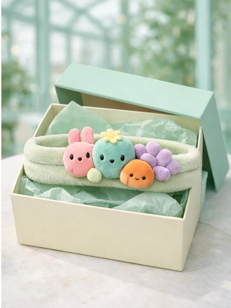 Kawaii Bunny Succulent Baby Headband – Adorable Plush Hairband for Baby Boutiques
