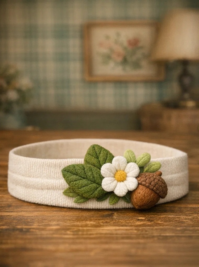 Bandeau bébé doux marguerite et gland pour collections de marque