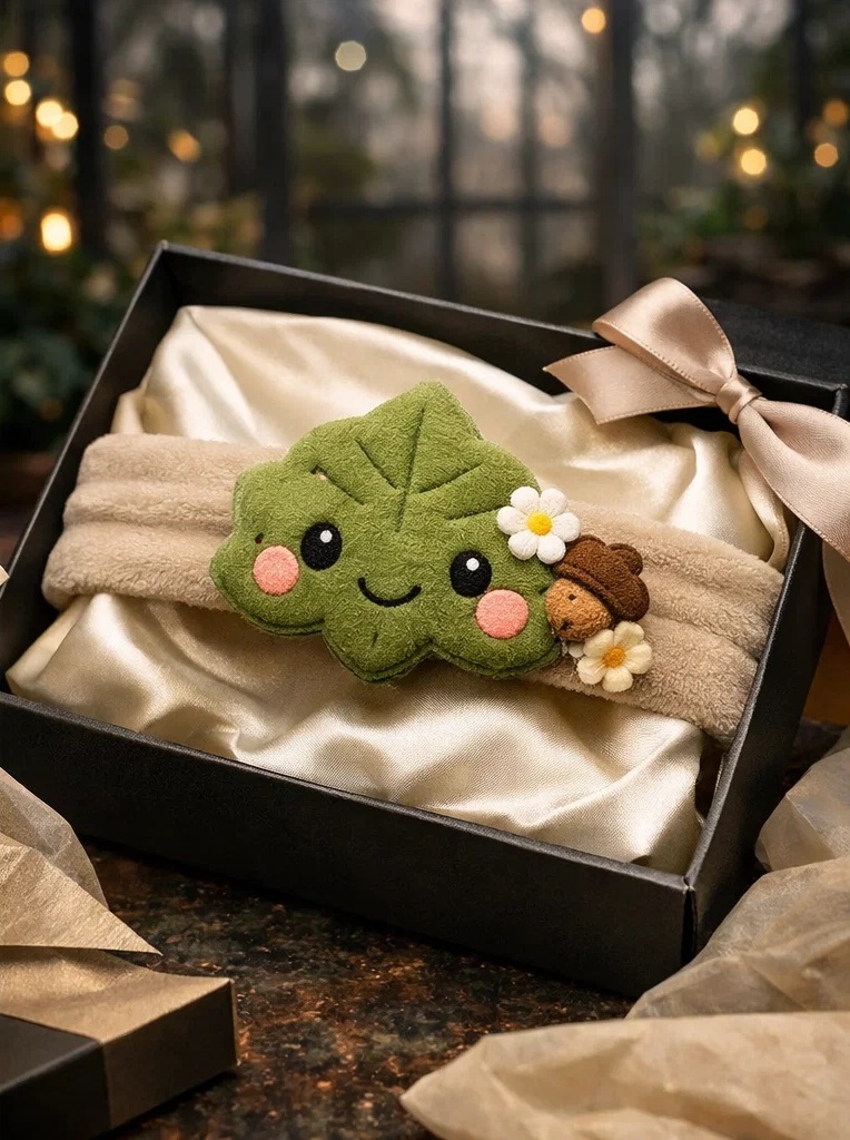 Custom Leaf Plush Baby Headband with Floral Detail – Boutique Infant Hair Accessory OEM Supplier