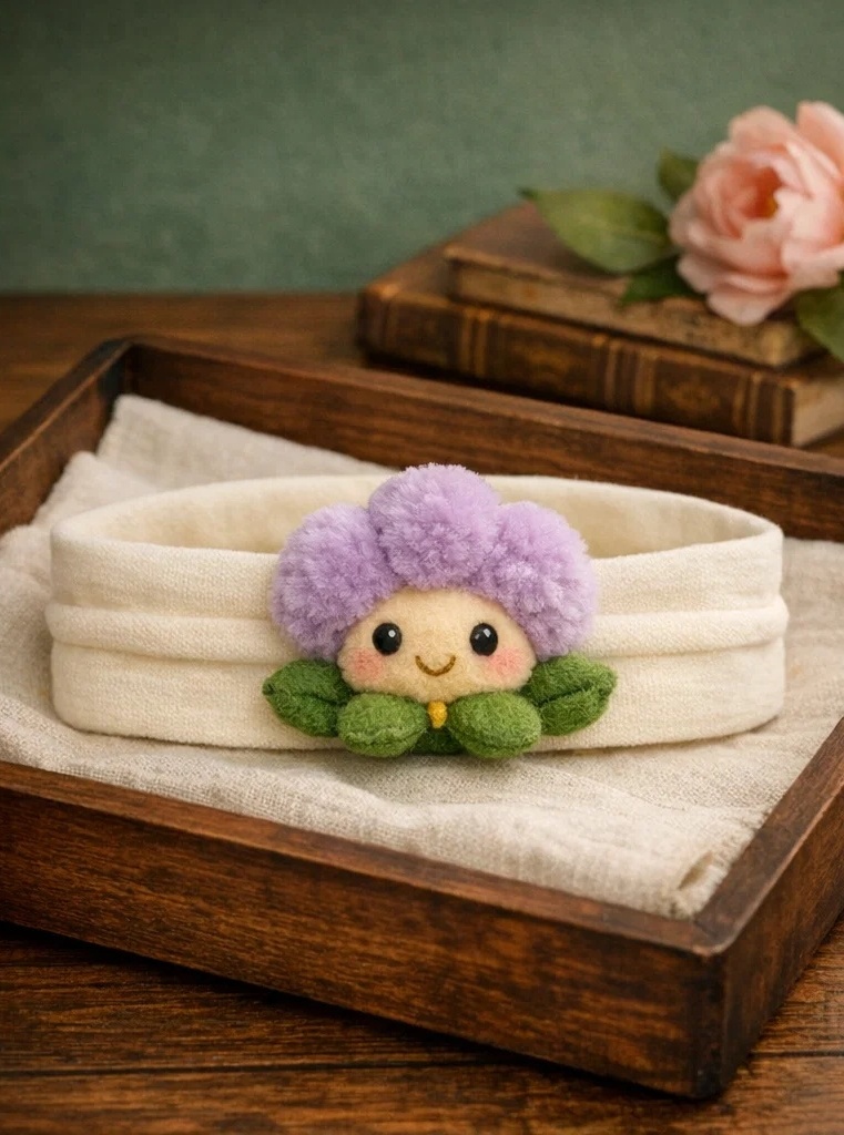 Cute Purple Plush Flower Baby Headband - Soft and Safe for Delicate Baby Skin