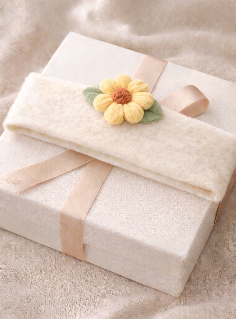 Plush Baby Headband with Daisy and Rose Embellishments – Adjustable and Soft