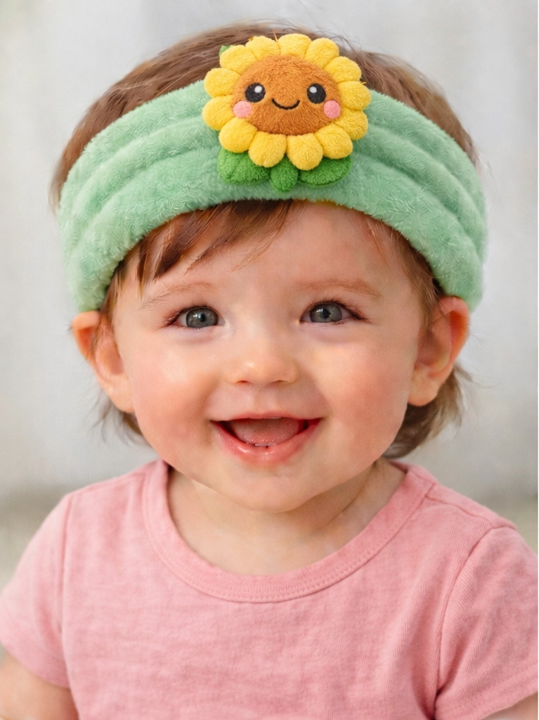 Bandeau pour bébé avec motif végétal en peluche