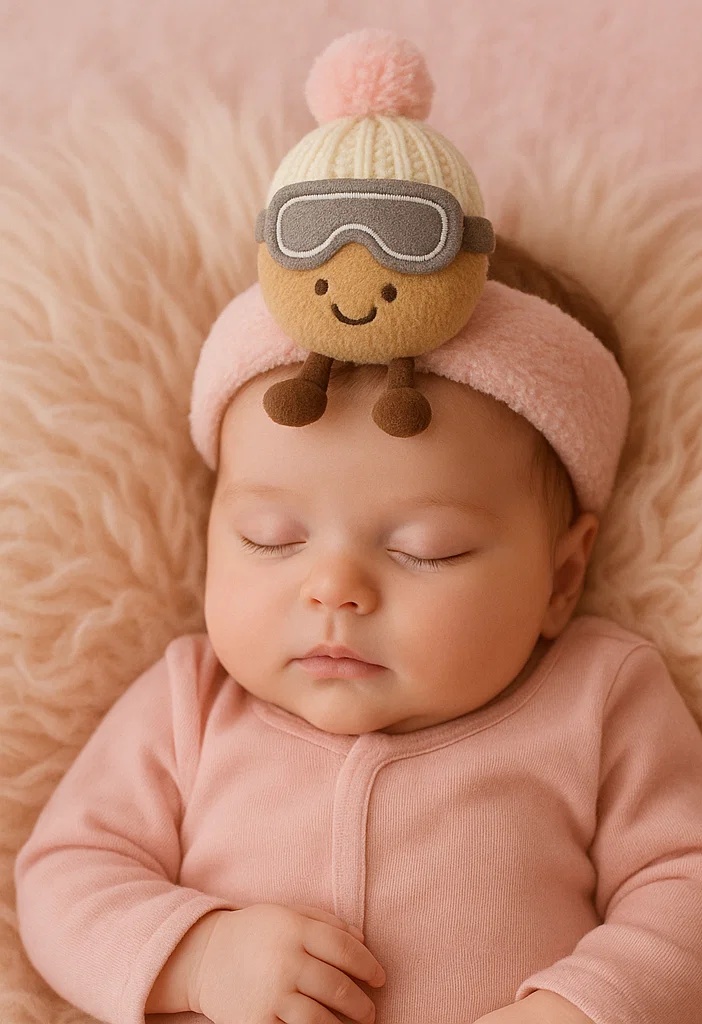 Brown Ski Goggles Plush Baby Headband – Cute Cartoon Infant Hair Accessory