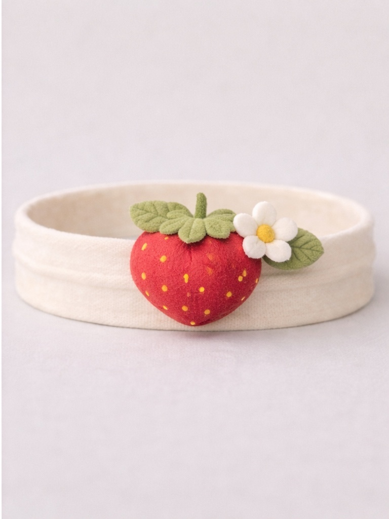 Premium Strawberry Felt Baby Headband – Handmade Soft & Stretchy Gift for Newborns