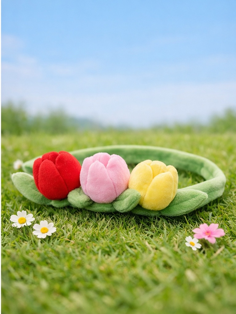 Tulip Baby Headband – Soft Plush Floral Infant Hairband for Photoshoots and Daily Wear