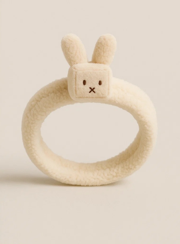 Diadema para bebé con orejas de conejo – Estilo de dibujos animados en forro polar suave