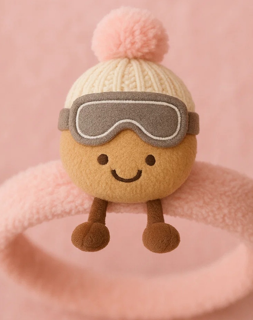 Brown Ski Goggles Plush Baby Headband – Cute Cartoon Infant Hair Accessory