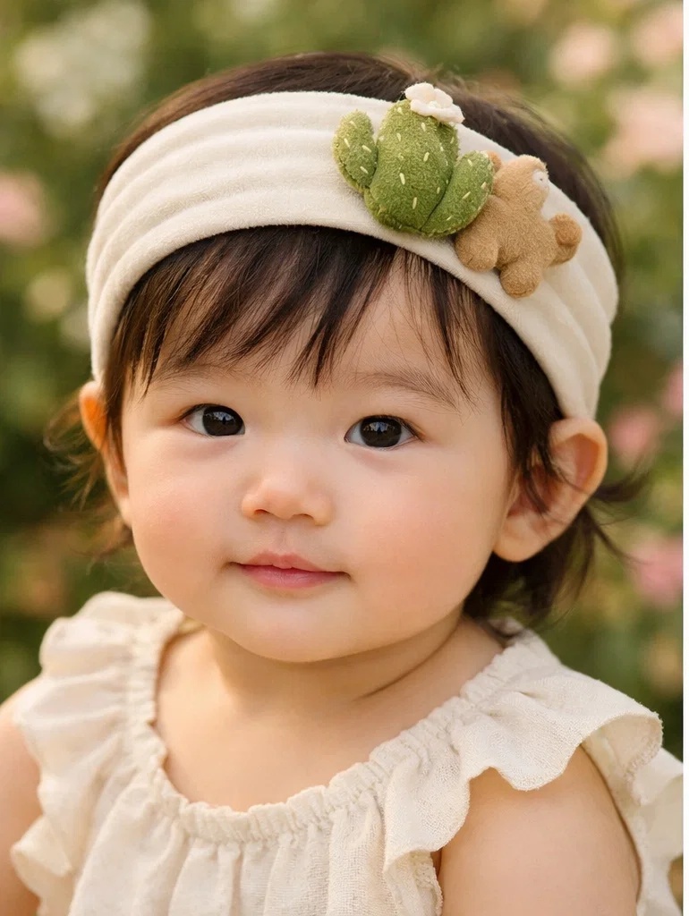 Succulent Cactus Baby Headband – Minimalist Botanical Style for Trendy Gift Sets