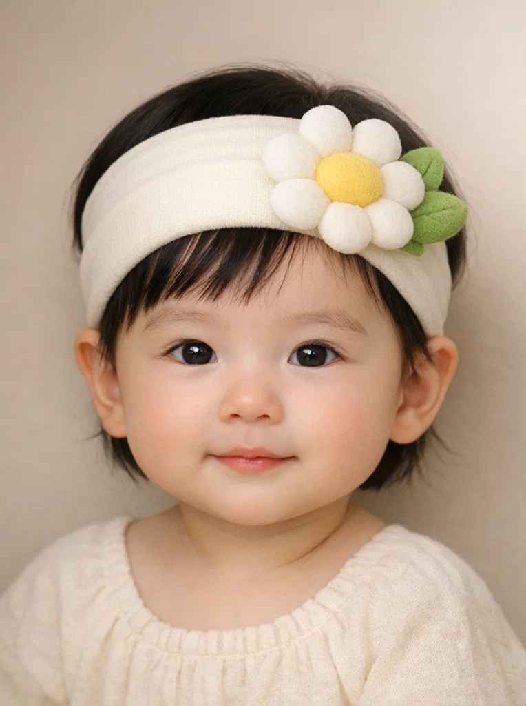 OEM Soft Plush Daisy Baby Headband with Gift Box – Custom Infant Hair Accessory for Boutique & Wholesale