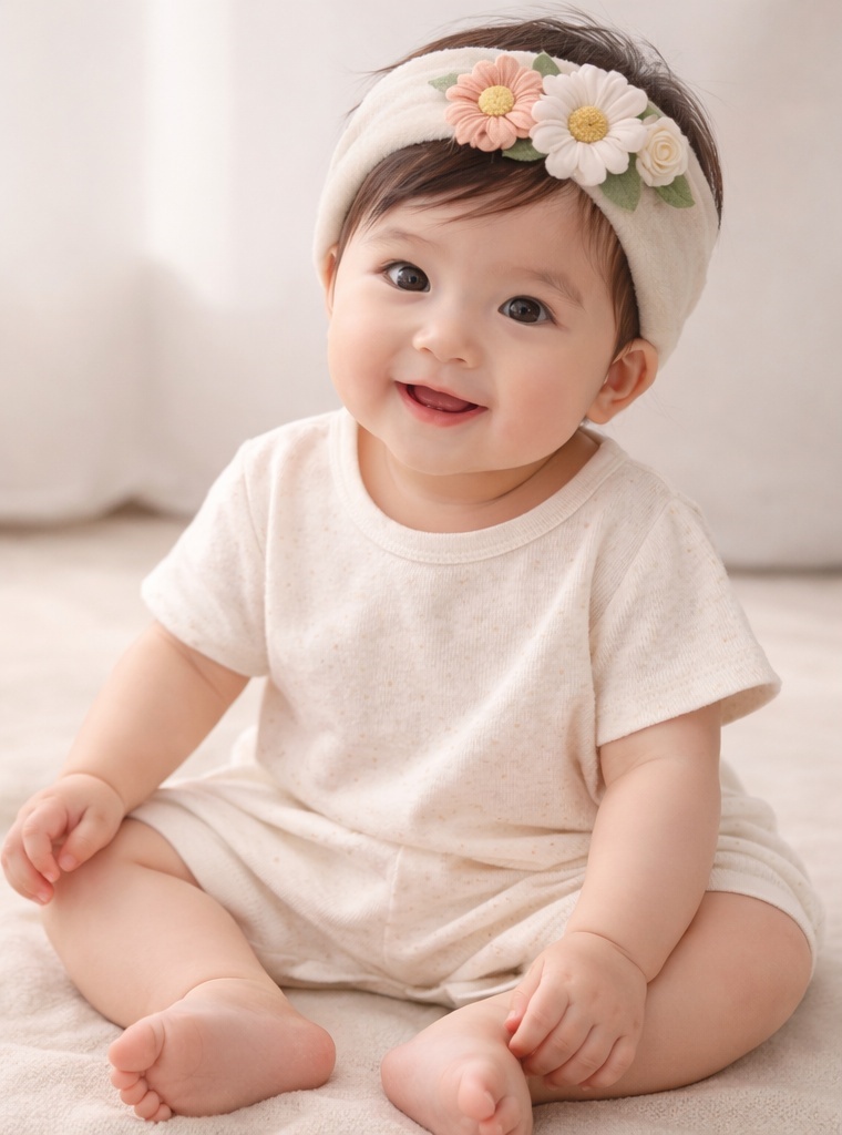 Premium Floral Baby Headband for Newborns – Soft, Adjustable, and Stylish Design