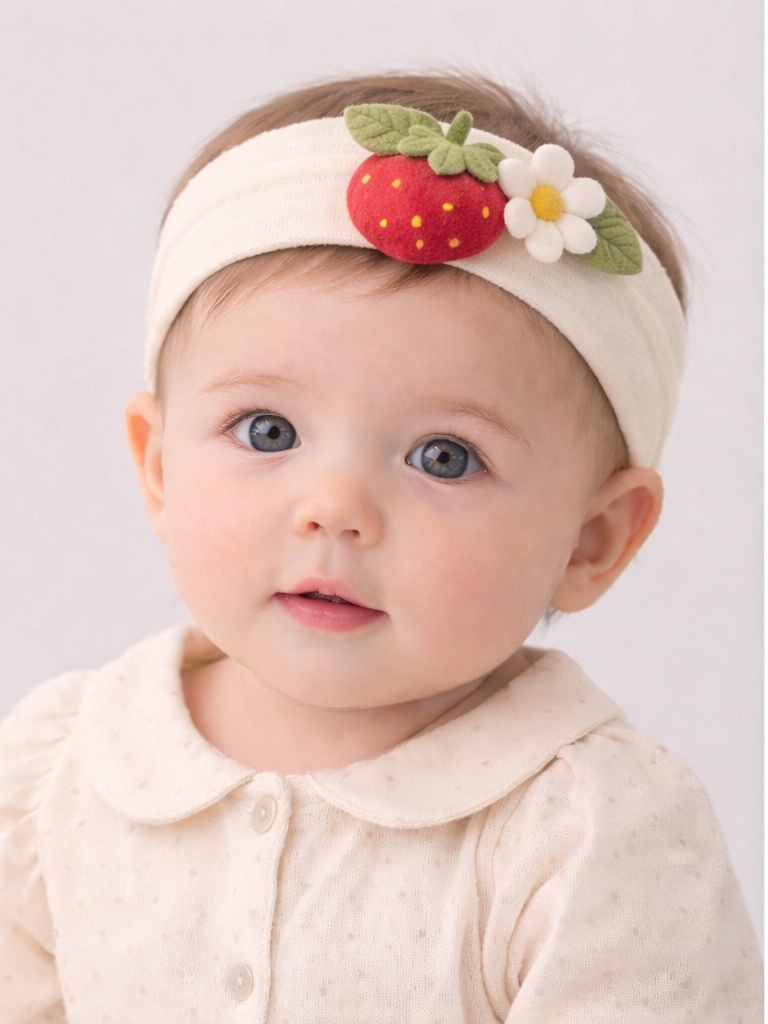 Premium Strawberry Felt Baby Headband – Handmade Soft & Stretchy Gift for Newborns