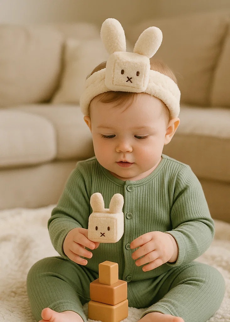 Bunny Ears Baby Headband – Soft Fleece Cartoon Style