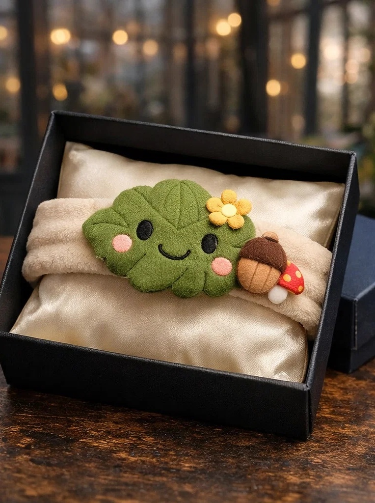 OEM Forest Mushroom Leaf Baby Headband – Custom Plush Infant Hair Accessory for Wholesale