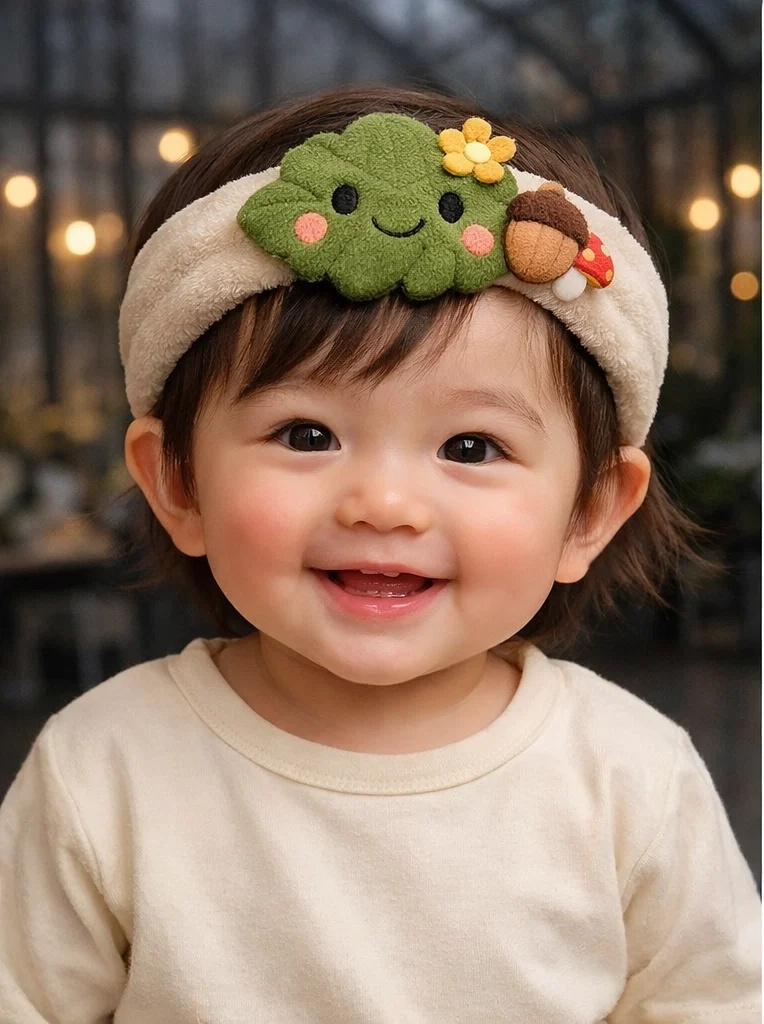 OEM Forest Mushroom Leaf Baby Headband – Custom Plush Infant Hair Accessory for Wholesale