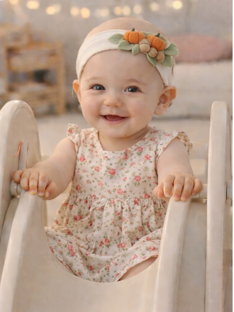 Autumn Harvest Baby Headband – Felt Pumpkin & Acorn Fall Theme for Seasonal Displays