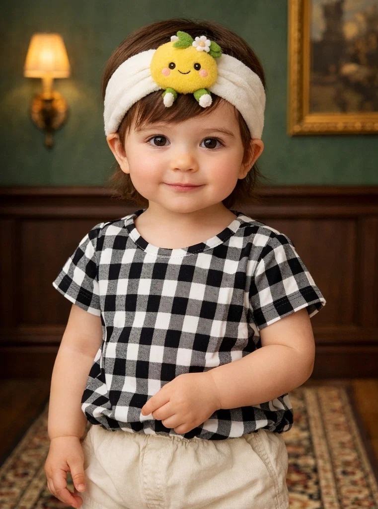 Adorable Lemon Plush Baby Headband with Flower Accent - Cute and Comfortable for Baby Girls