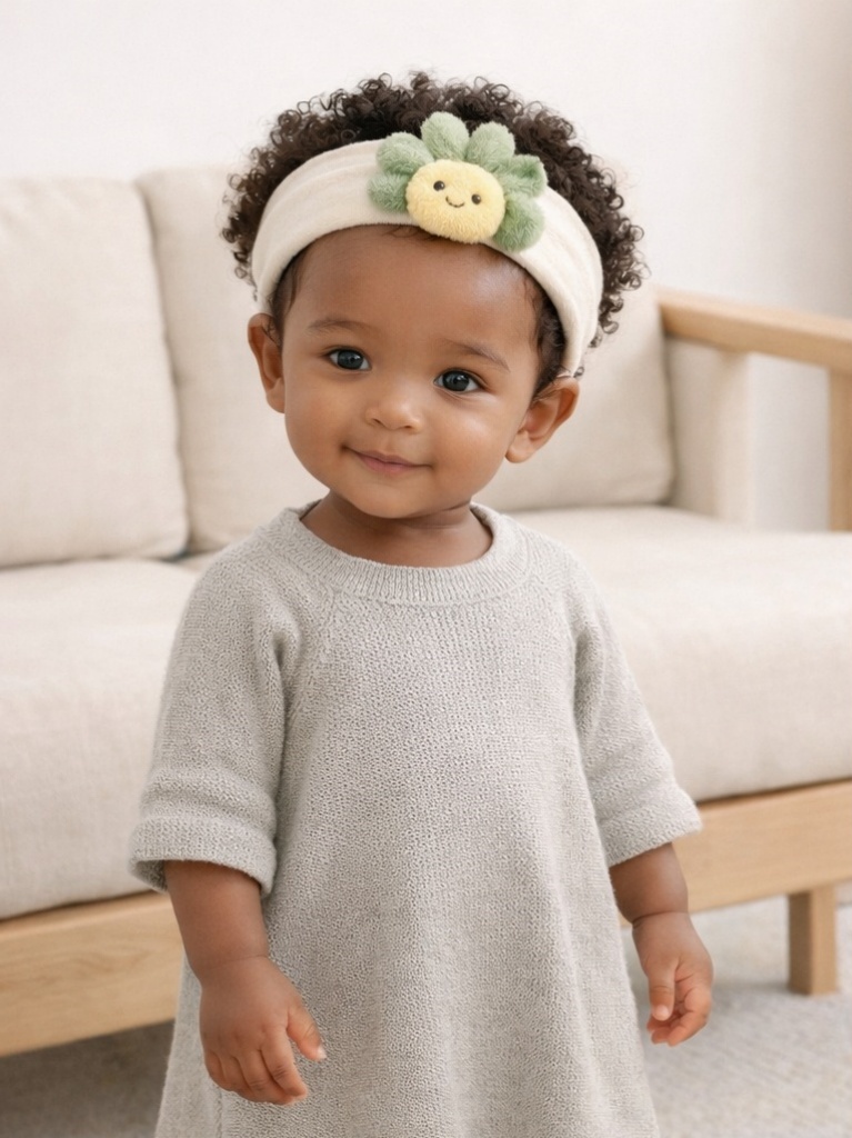 Lovely Green Bud Baby Headband - Soft and Cute Design
